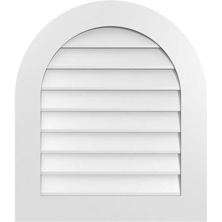Ekena Millwork Round Top Surface Mount PVC Gable Vent: Non-Functional, w/ 3-1/2"W x 1"P Standard Frame, 26"W x 30"H GVPRT26X3001SN
